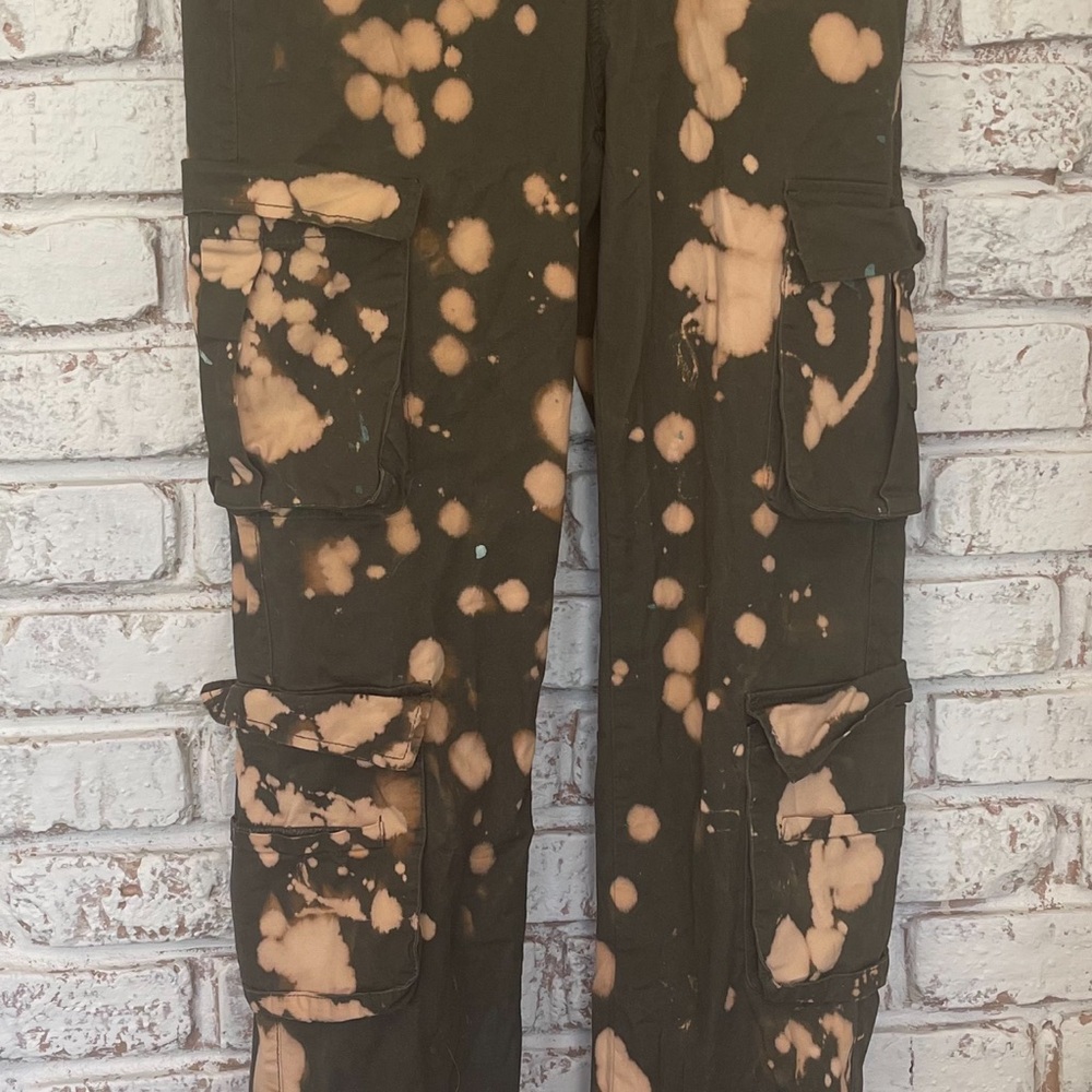 Dark green and light orange tie dye Cargo Pants